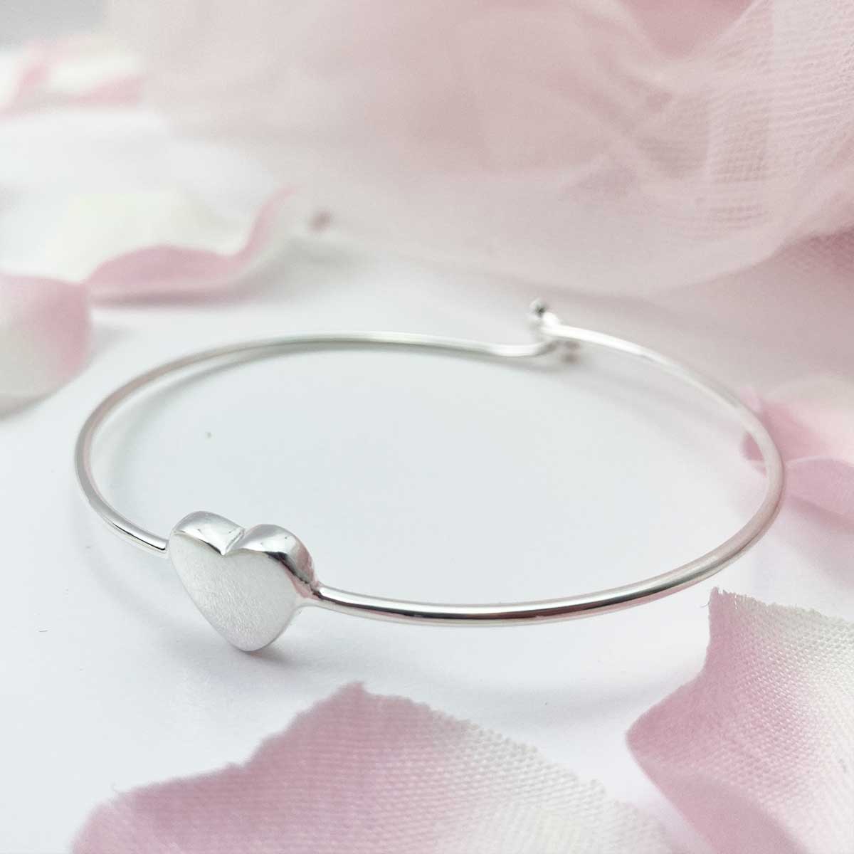 Sterling Silver Heart Bangle – The Lovely Keepsake Company