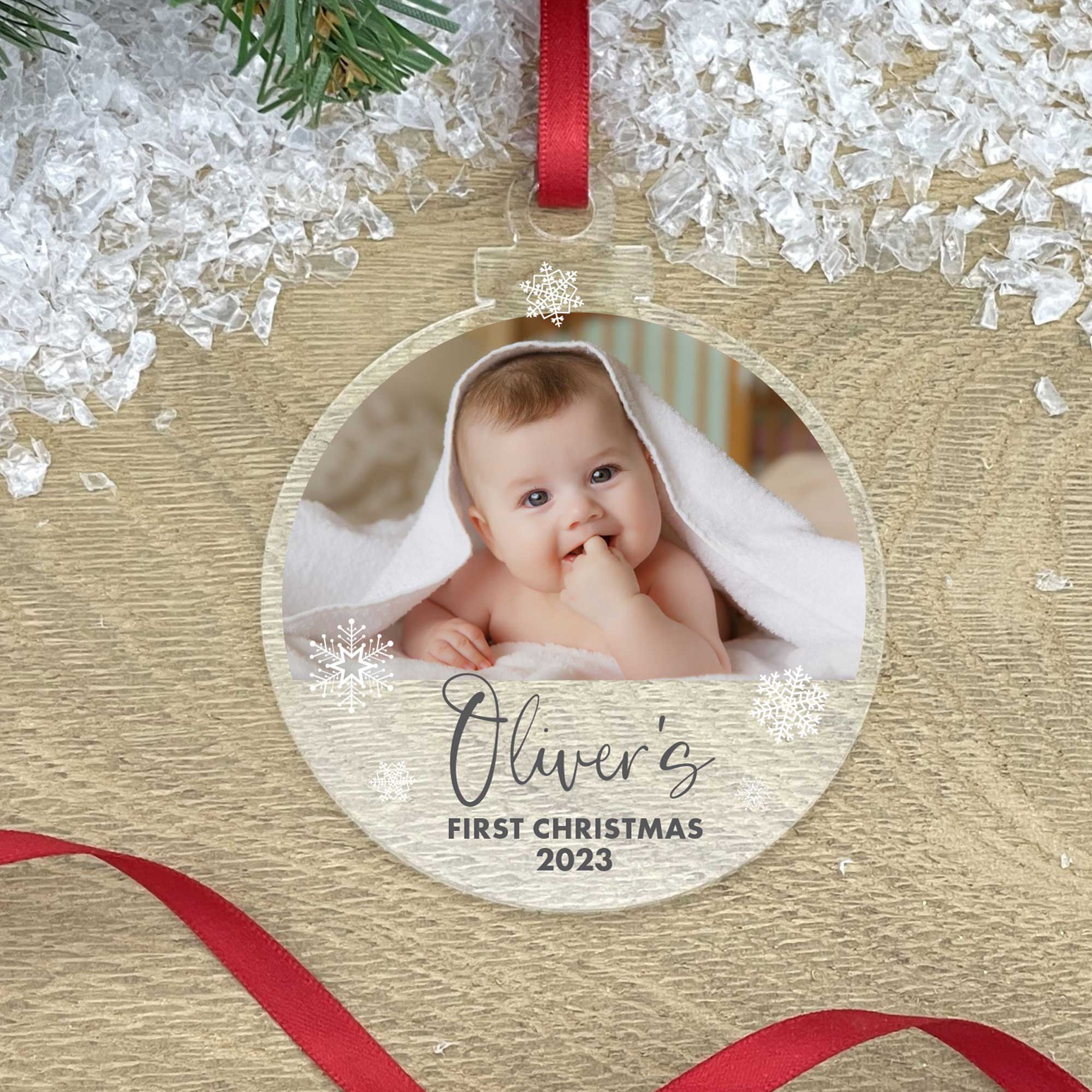 Baby's first christmas photo hot sale bauble