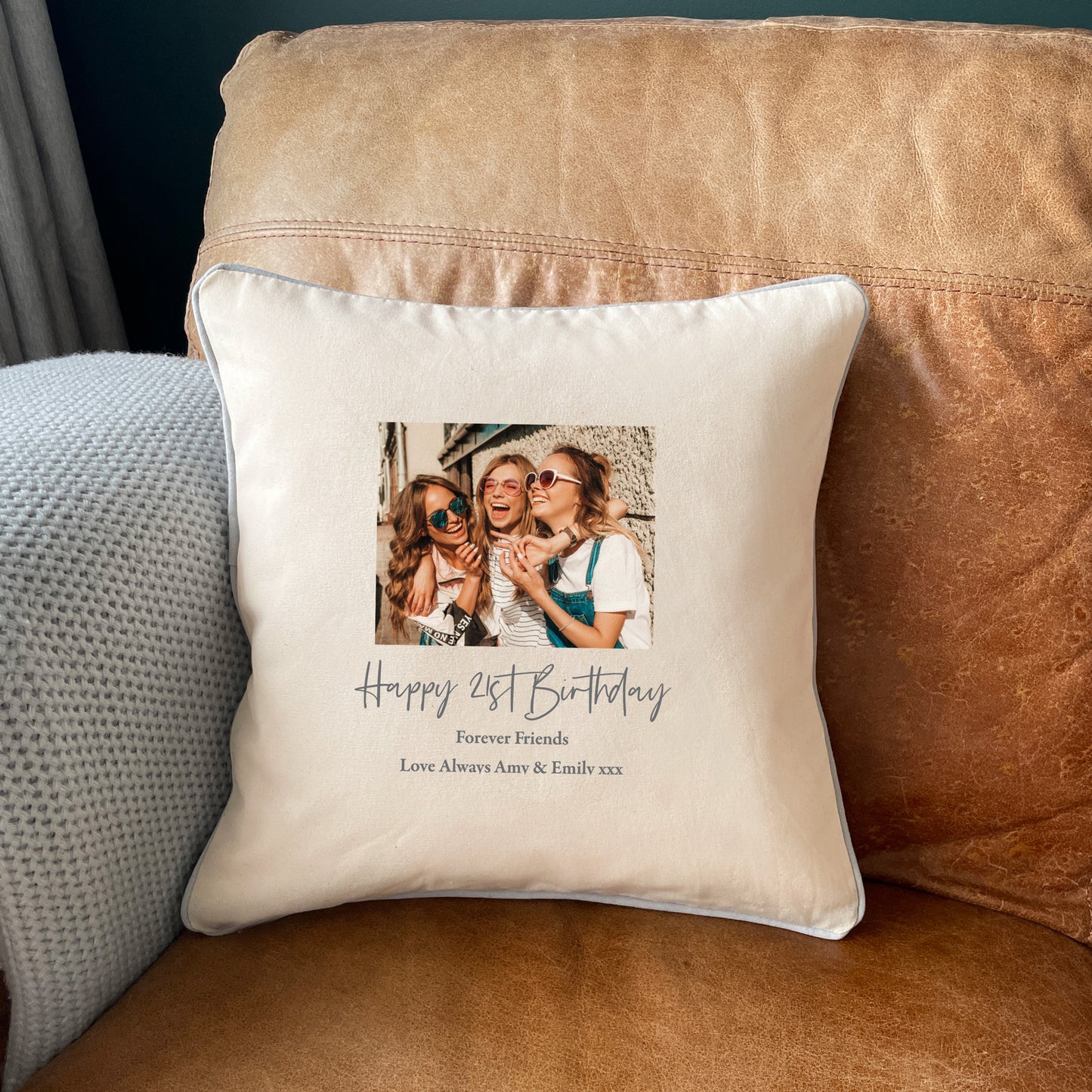 Personalised Any Message One Photo Cotton Cushion