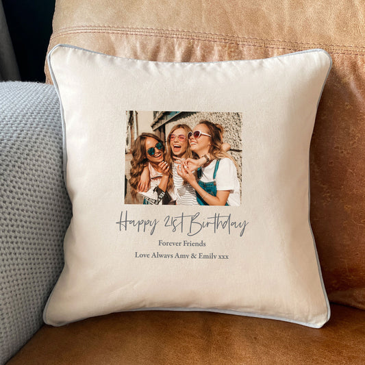 Personalised Any Message One Photo Cotton Cushion