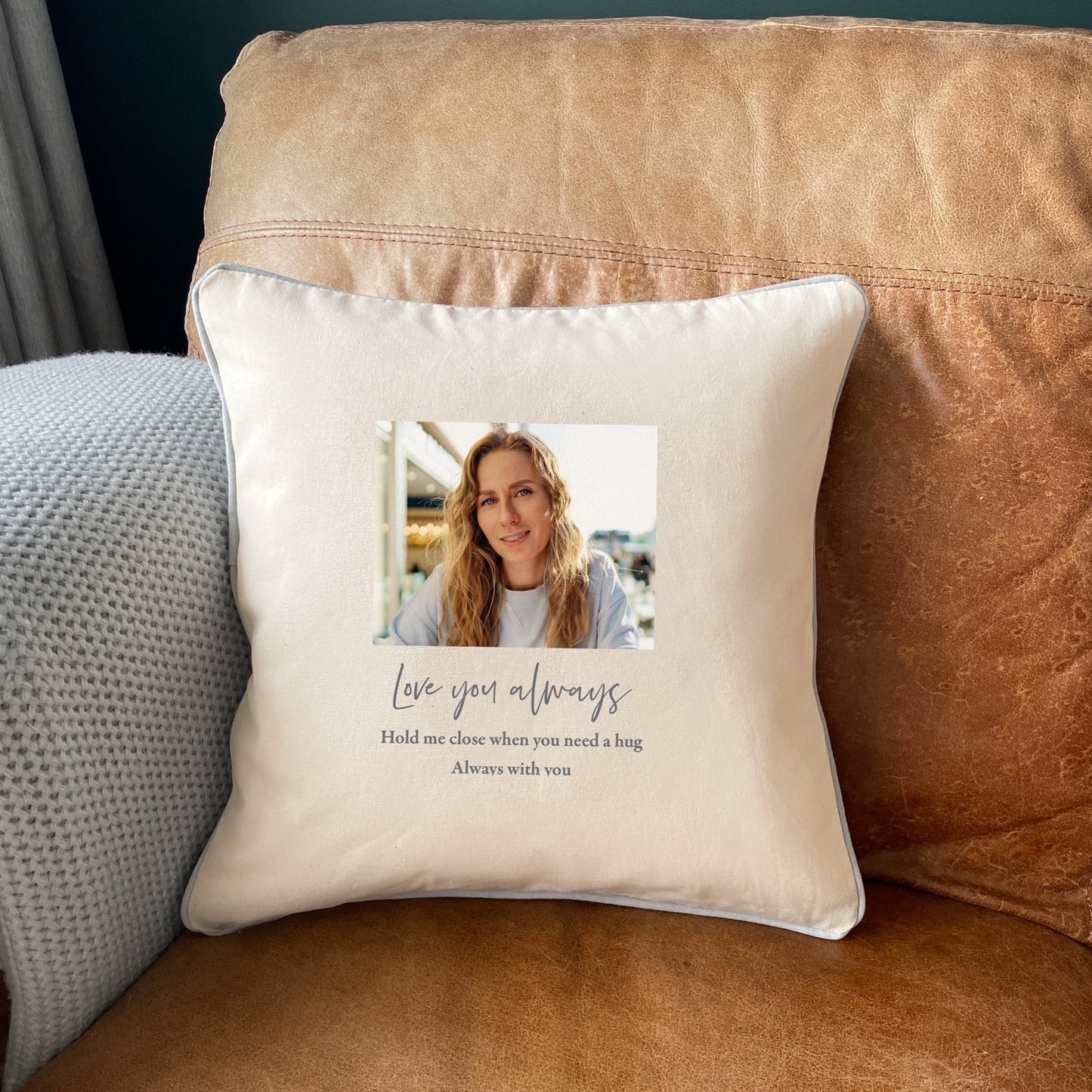 Personalised Any Message One Photo Cotton Cushion