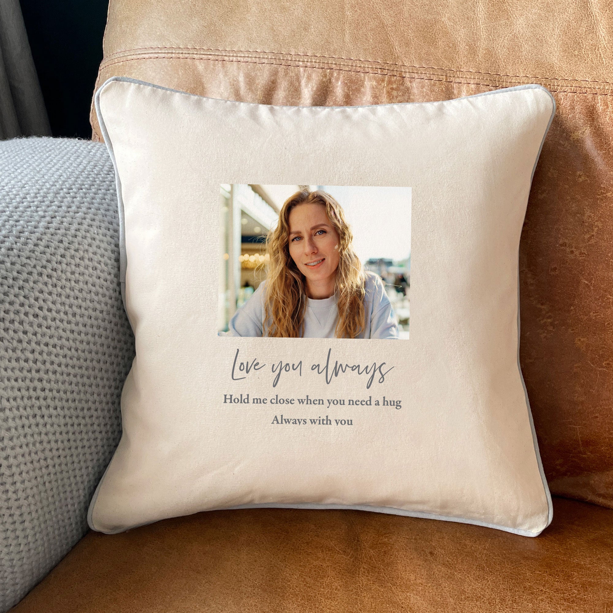 Personalised Any Message One Photo Cotton Cushion The Lovely Keepsake Company