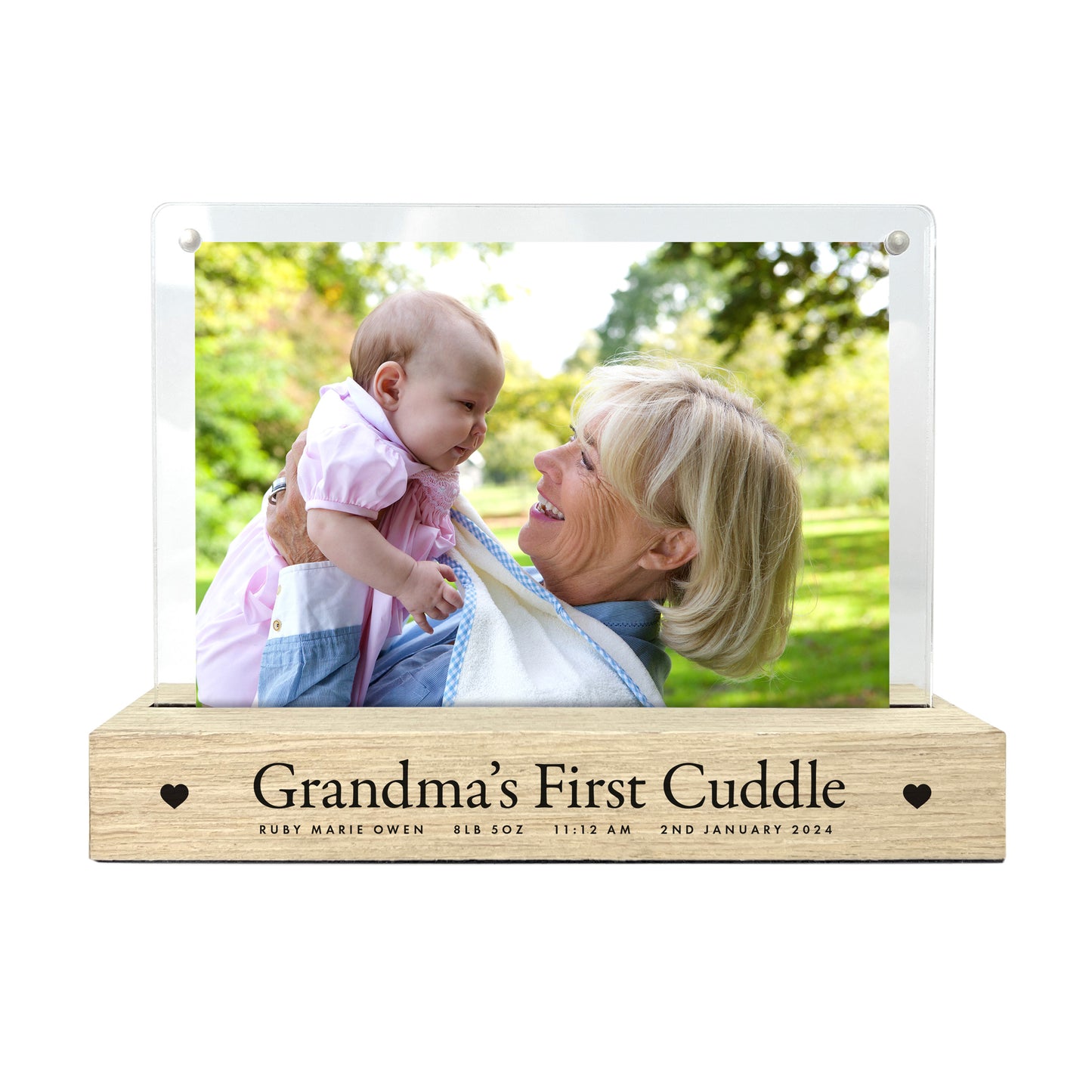 Personalised First Cuddle Wooden Base 6x4" Photo Frame