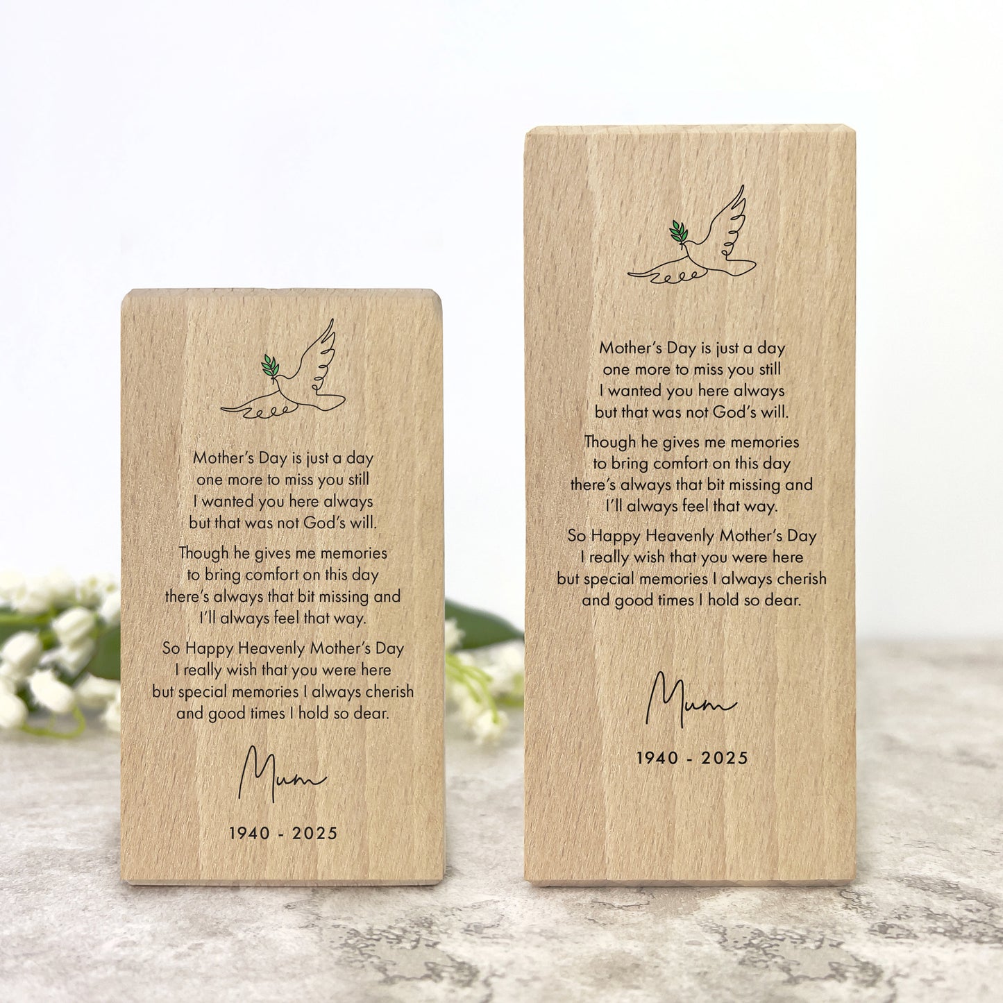 Personalised Happy Heavenly Mother's Day Wooden Tea Light Holder - 2 Sizes