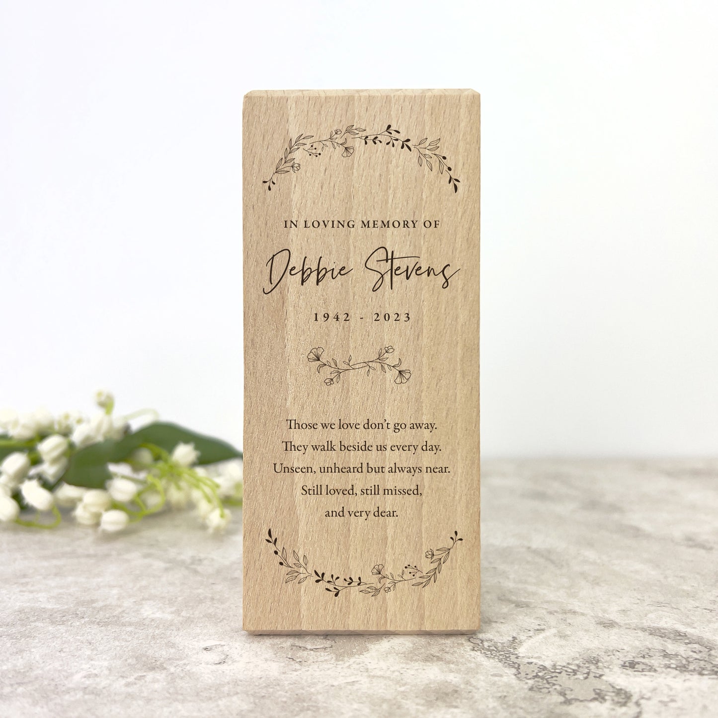 Personalised Solid Wooden Wreath Memorial Tea Light Holder - 2 Sizes