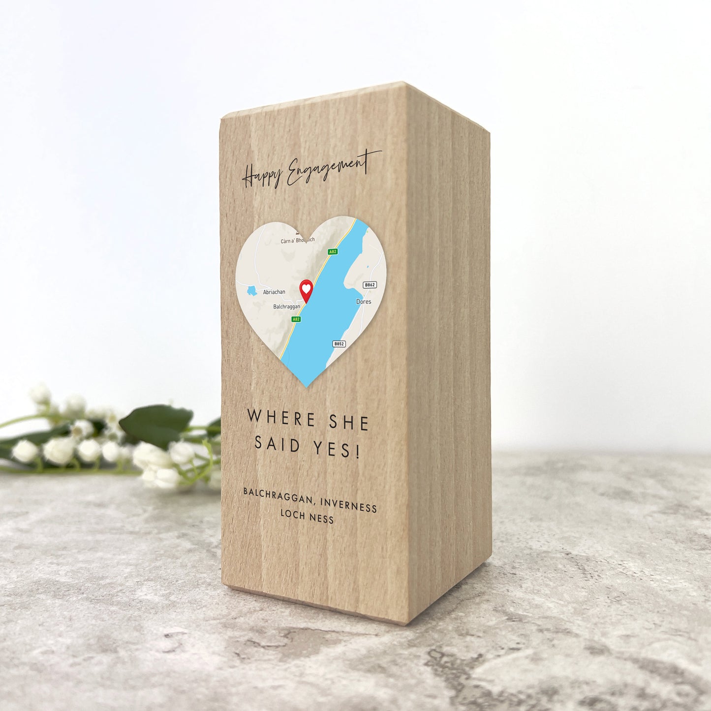 Personalised Heart Map Location Wooden Tea Light Holder - 2 Sizes