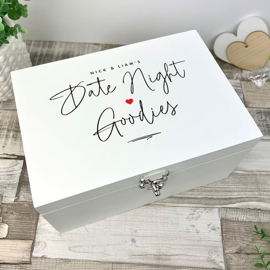 Personalised White Couples Date Night Treat Box - 3 Sizes (22cm | 27cm | 30cm)