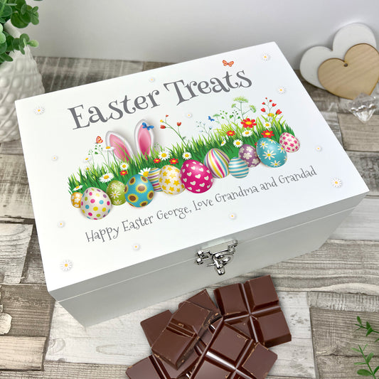 Personalised White Colourful Easter Hamper Box - 3 Sizes (22cm | 27cm | 30cm)