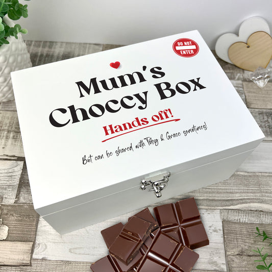 Personalised Mums Snack/Choccy Box White Hamper Box - 3 Sizes (22cm | 27cm | 30cm)