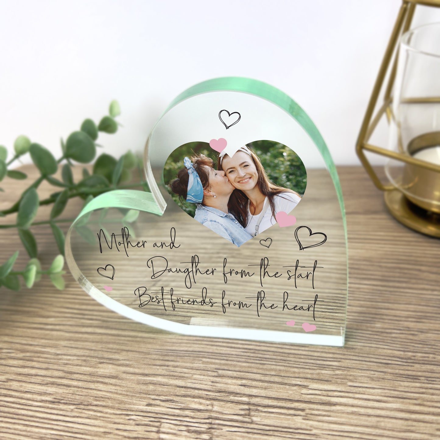 Personalised Mother & Daughter/Son Best Friends Photo Acrylic Freestanding Heart