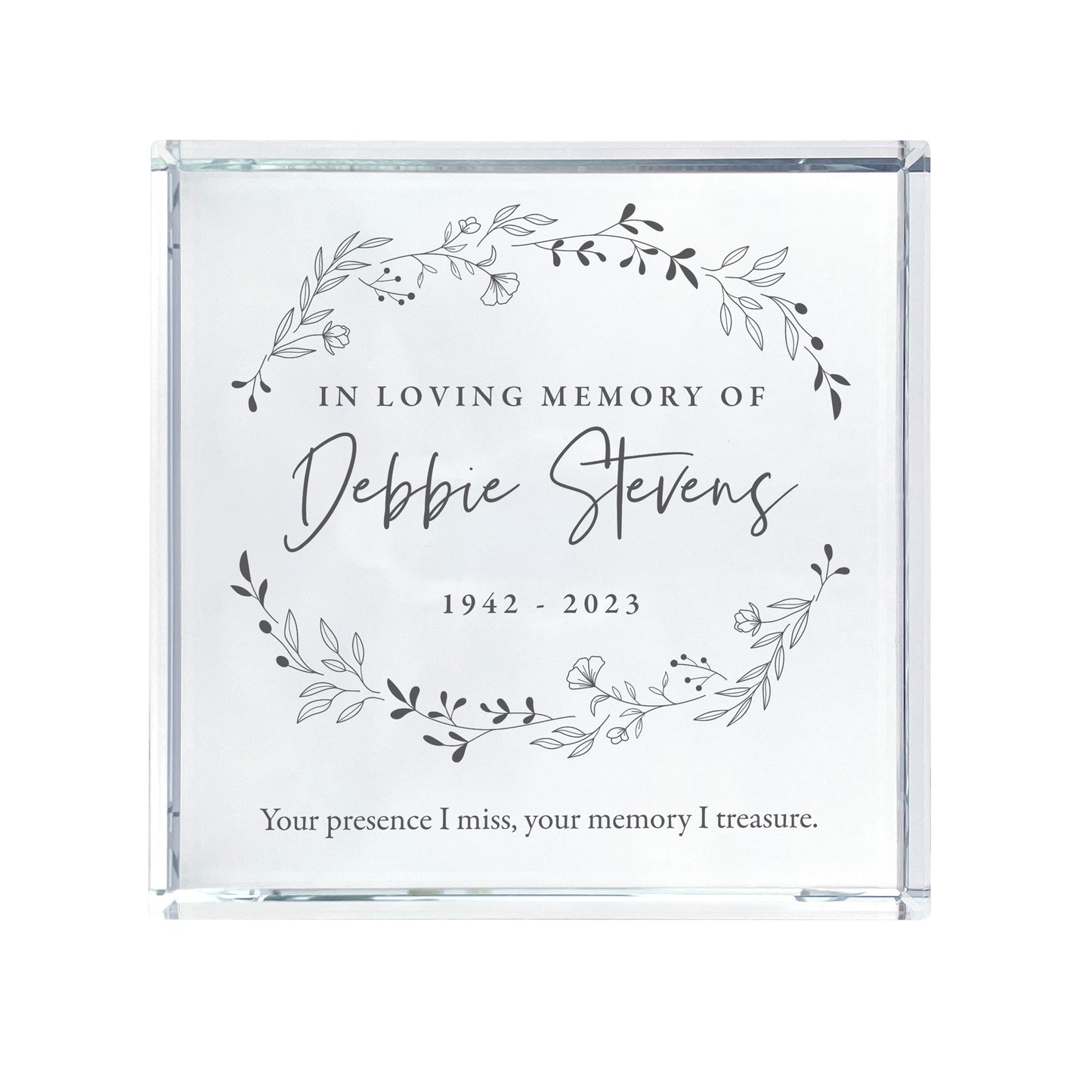 Personalised Wreath Memorial Crystal Token