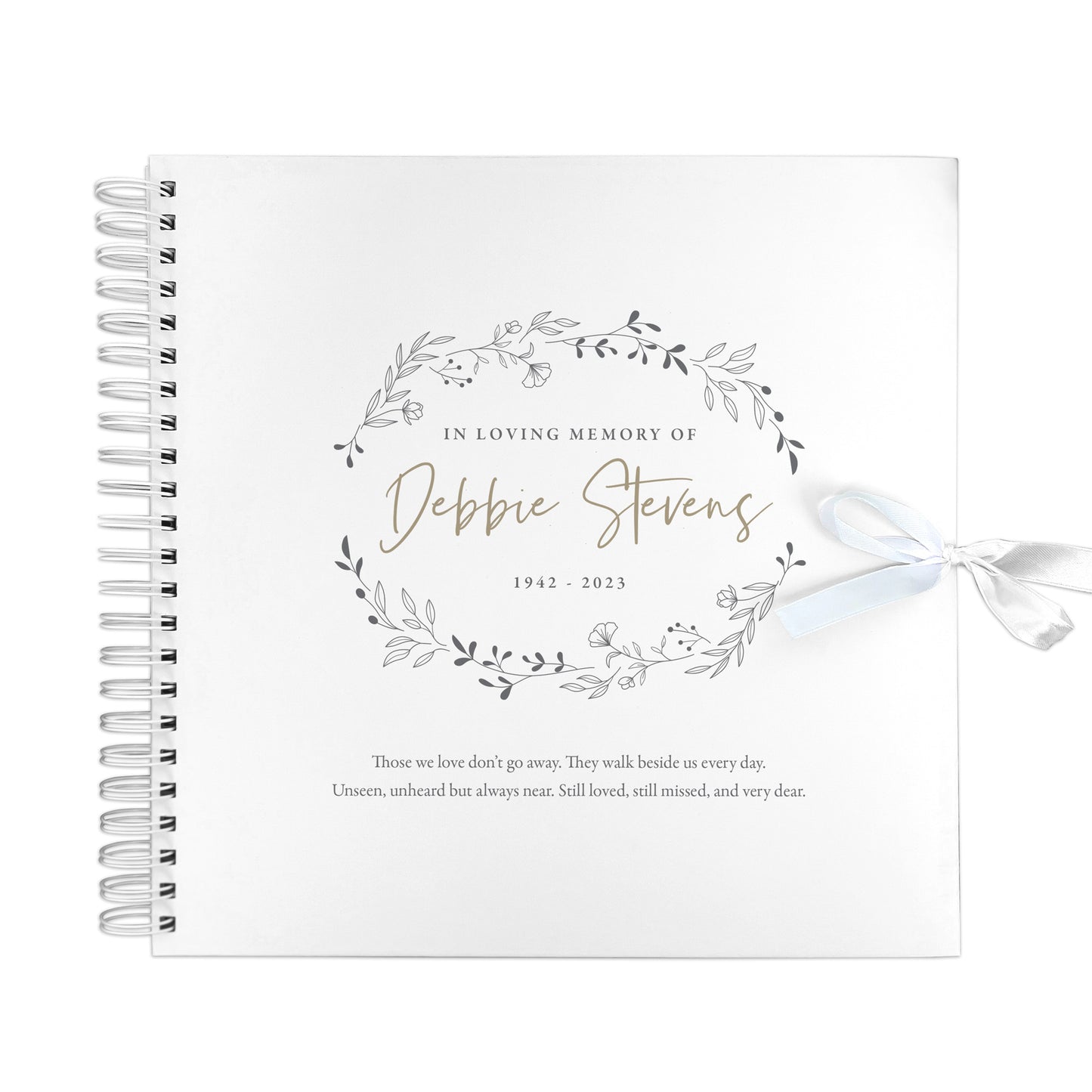 Personalised Wreath Memorial Memory Book / Condolence Book