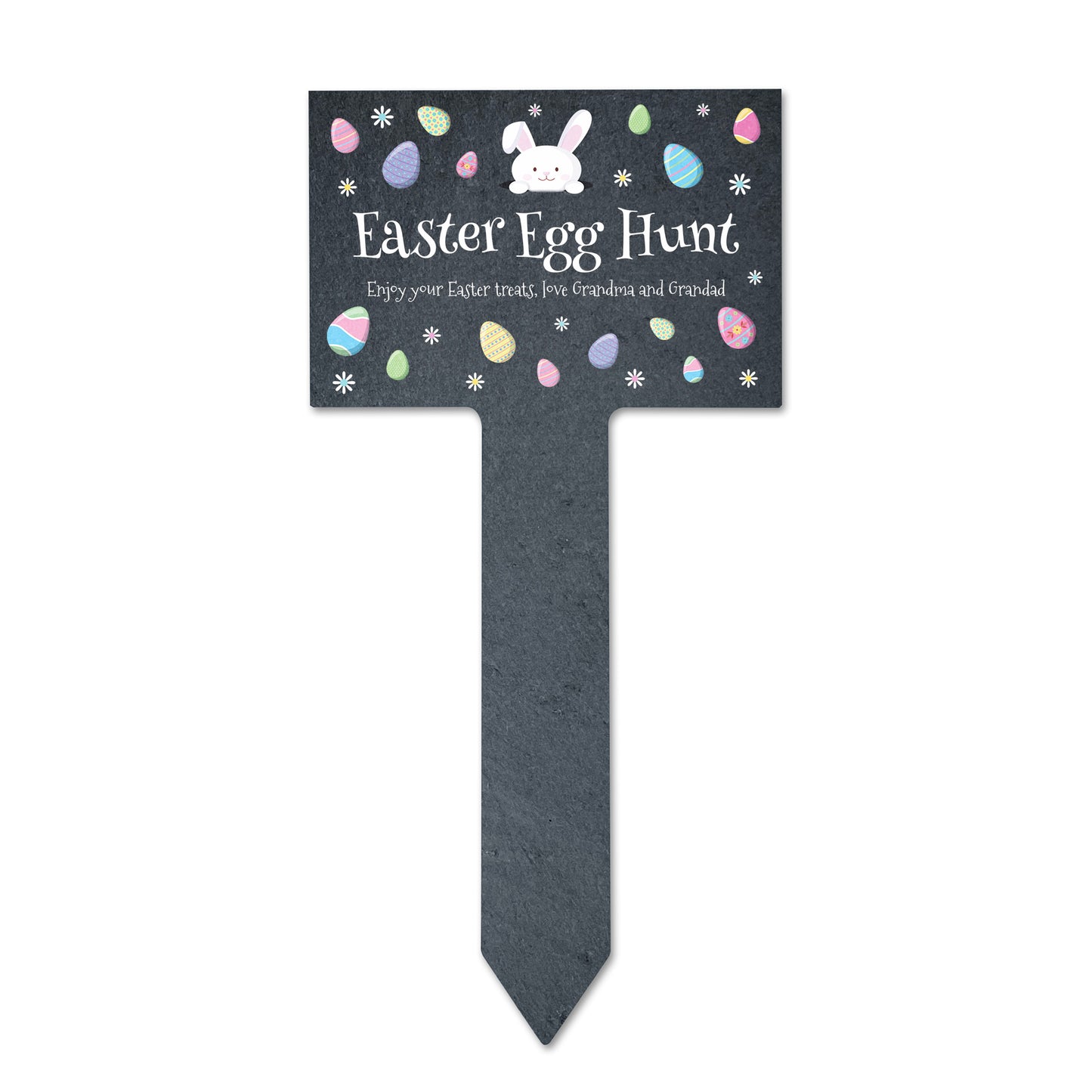 Personalised Pastel Easter Eggs Slate Garden Marker