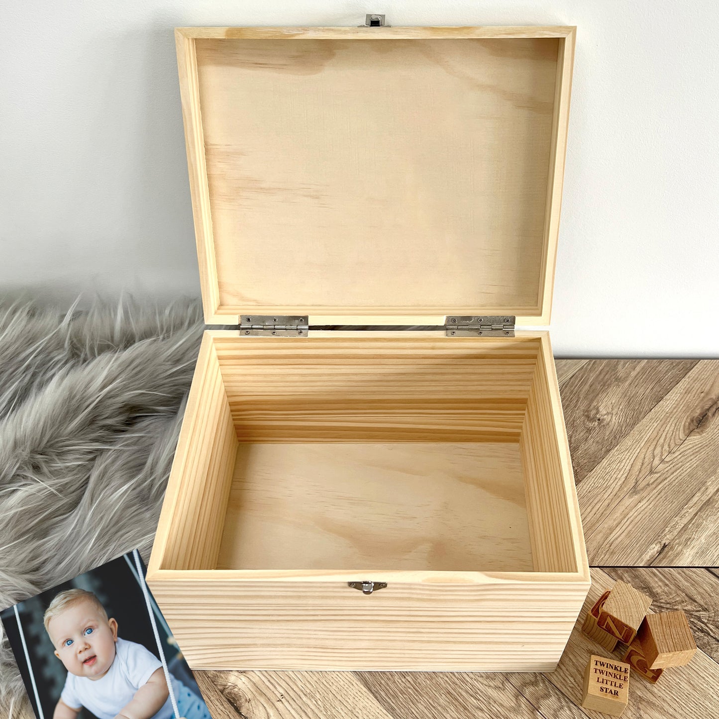 Personalised Initial New Baby Keepsake Box Various Colours - 5 Sizes (16cm | 20cm | 26cm | 30cm | 36cm)