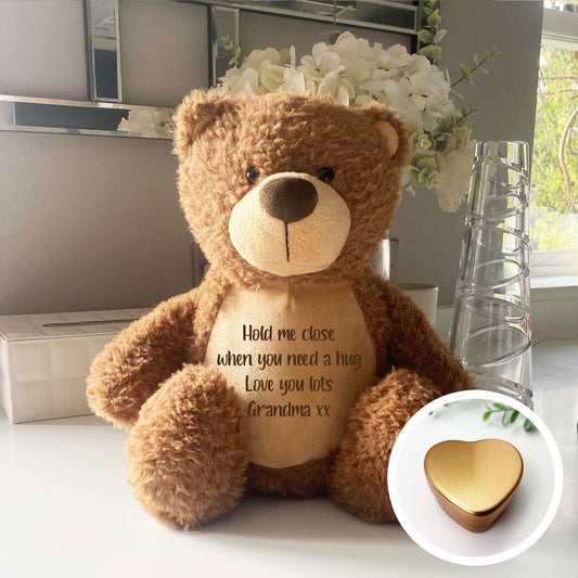 Personalised Ashes Keepsake Memory Bear - Brown