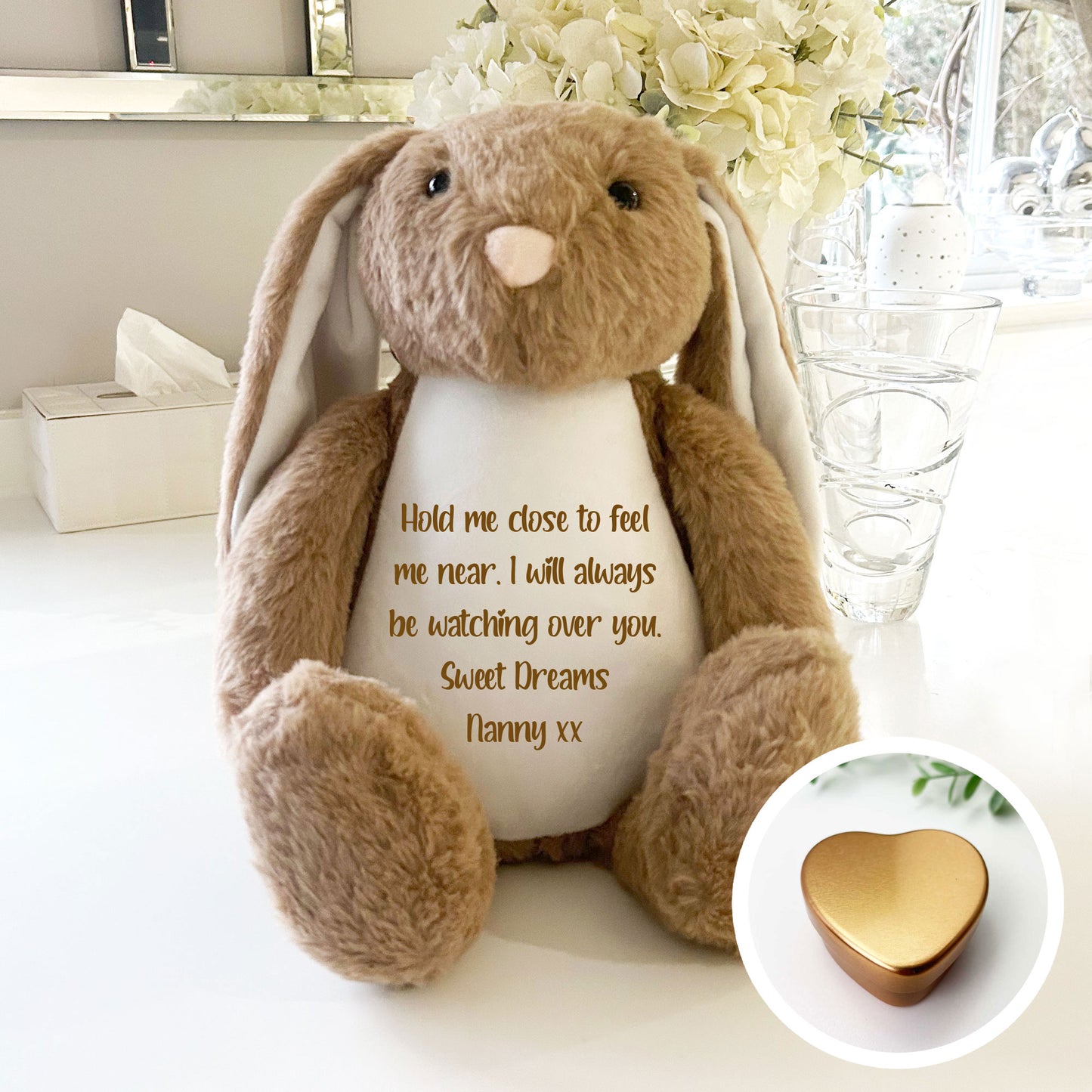 Personalised Ashes Keepsake Memory Bunny - Brown