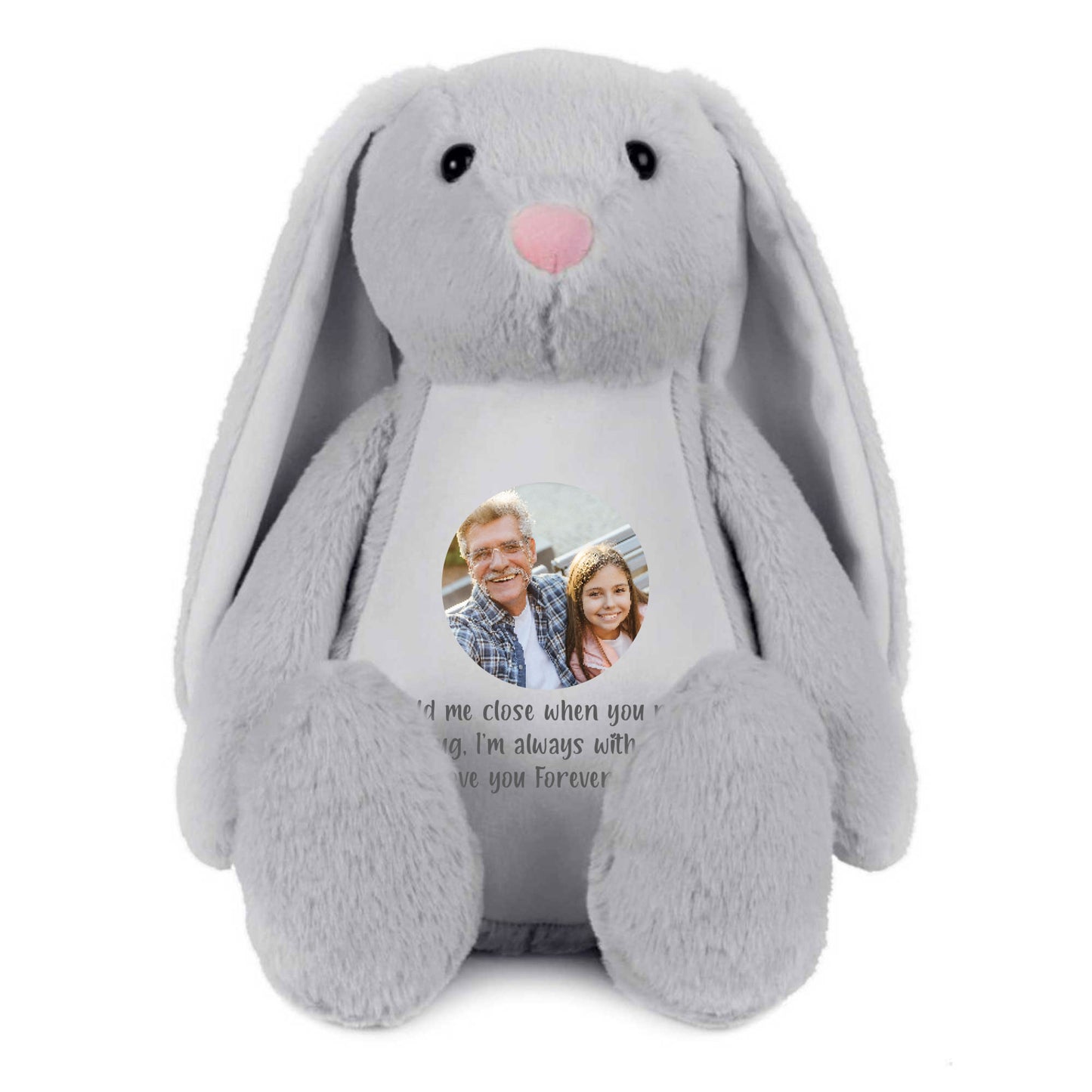 Personalised Photo Record-A-Voice Keepsake Memory Bunny - Grey