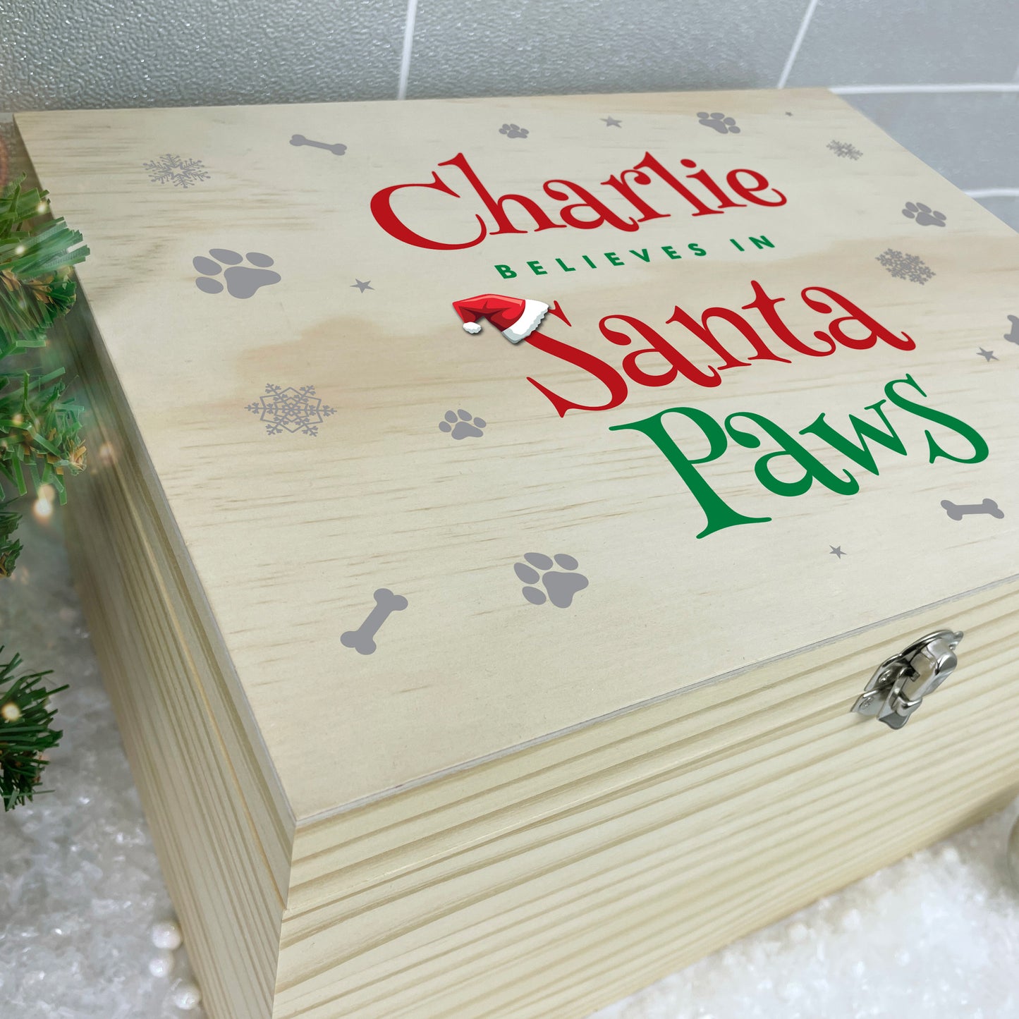 Personalised Santa Paws Pet Christmas Eve Box - 5 Sizes (16cm | 20cm | 26cm | 30cm | 36cm)