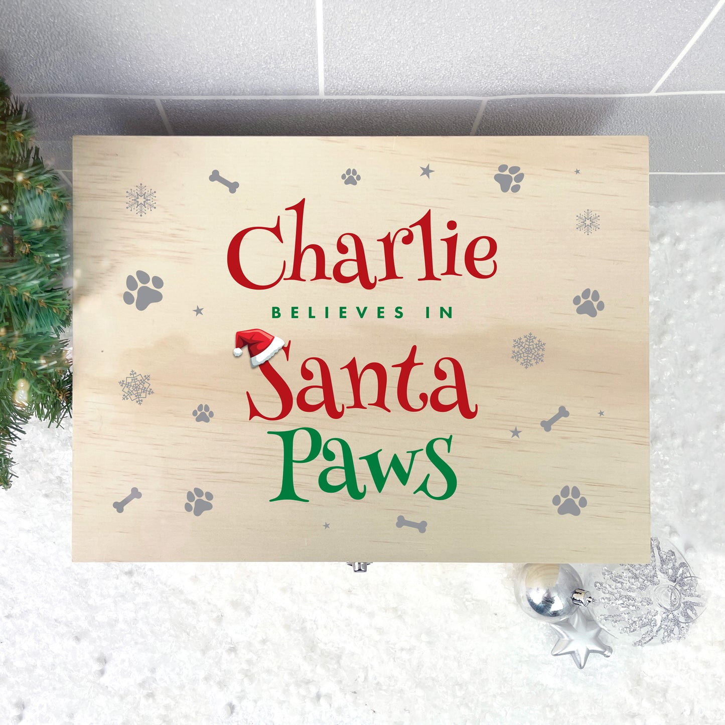 Personalised Santa Paws Pet Christmas Eve Box - 5 Sizes (16cm | 20cm | 26cm | 30cm | 36cm)