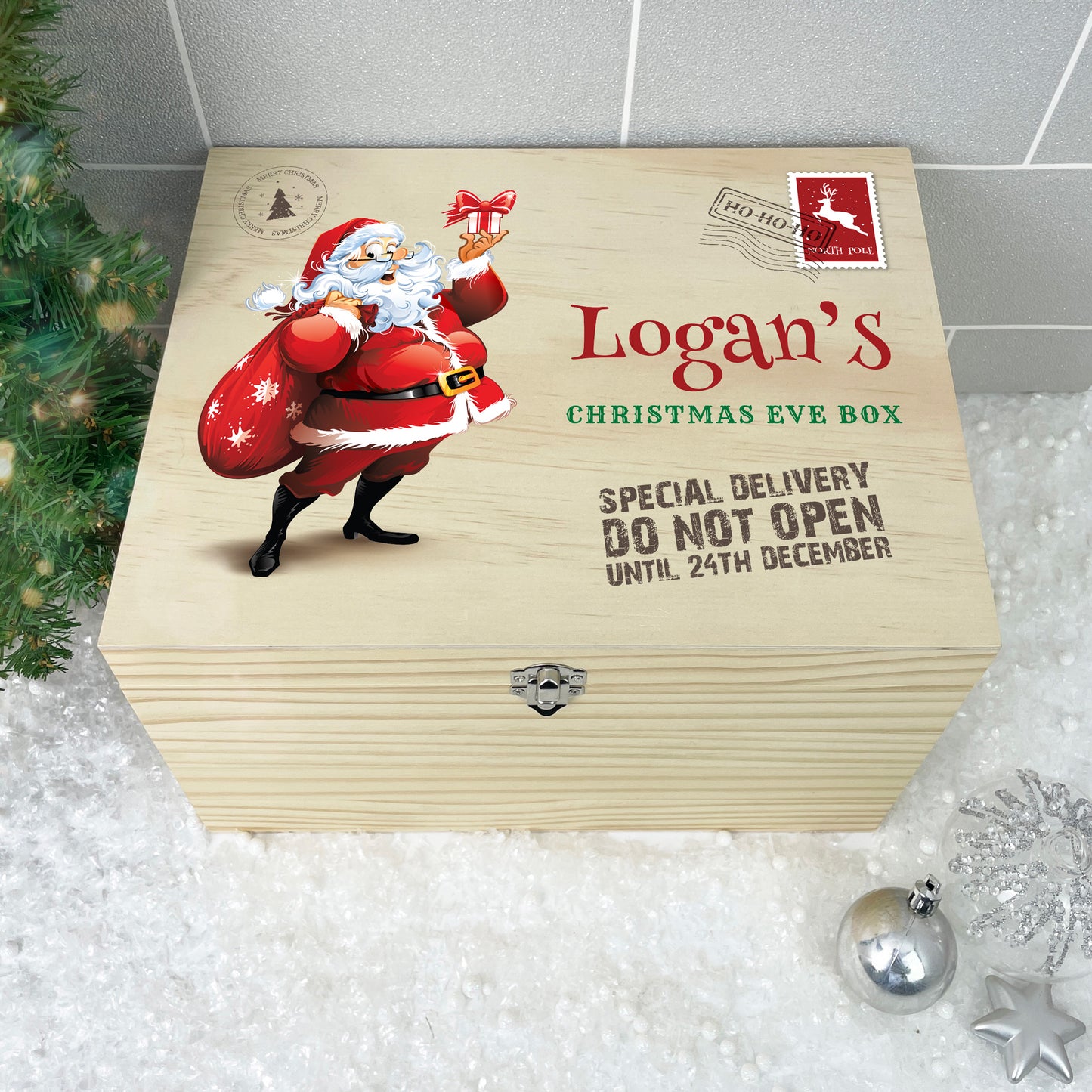 Personalised Cartoon Santa Christmas Eve Box - 5 Sizes (16cm | 20cm | 26cm | 30cm | 36cm)