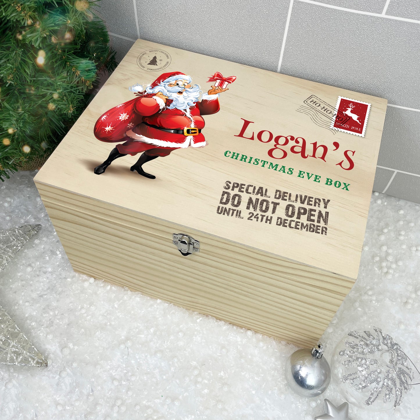 Personalised Cartoon Santa Christmas Eve Box - 5 Sizes (16cm | 20cm | 26cm | 30cm | 36cm)