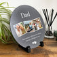 Personalised Circular Memorial Photo Slate With Stand 20cm