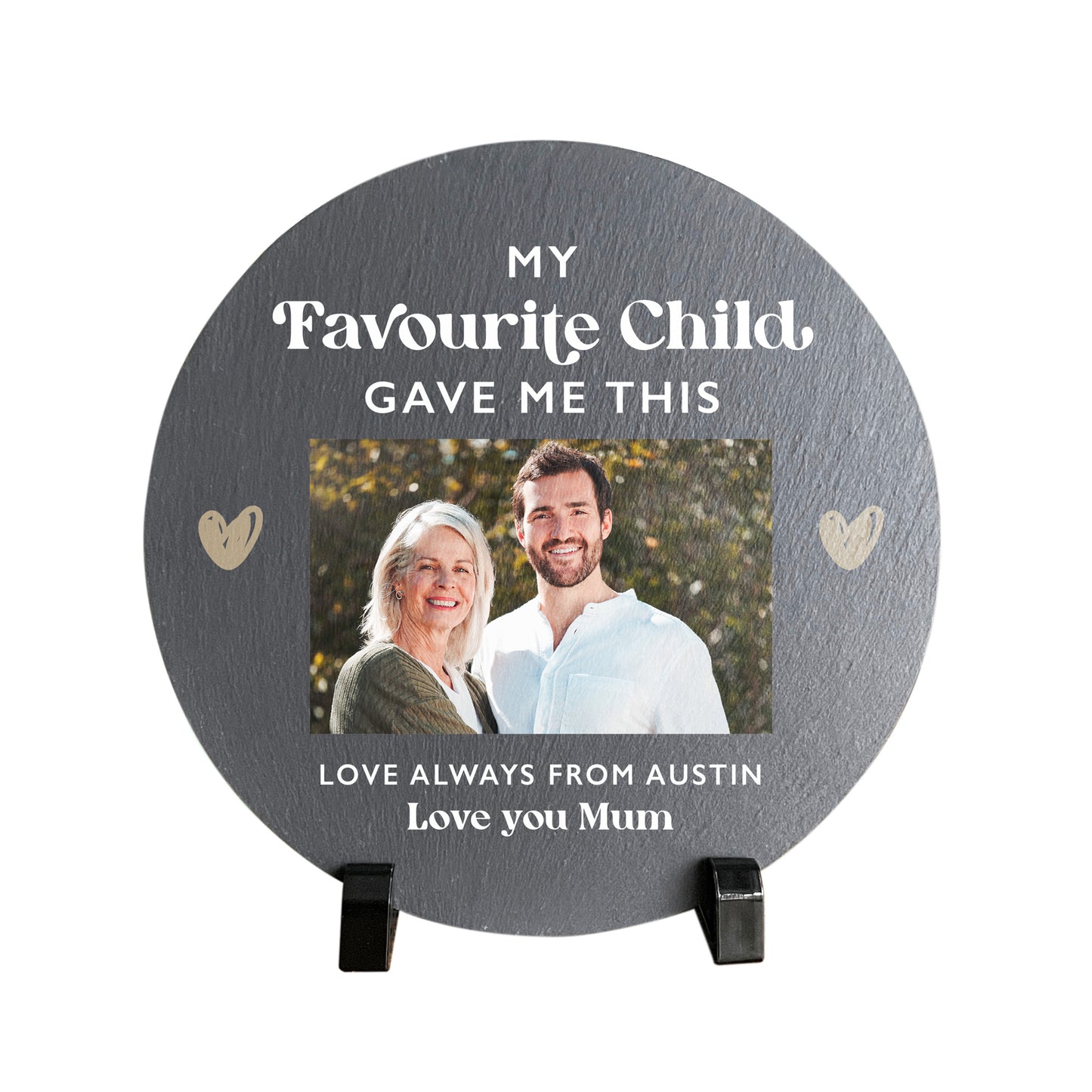 Personalised My Favourite Child Gave Me This Circular Photo Slate With Stand 20cm