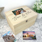 Personalised Couples Names Pine Photo Keepsake Memory Box - 5 Sizes (16cm | 20cm | 26cm | 30cm | 36cm)