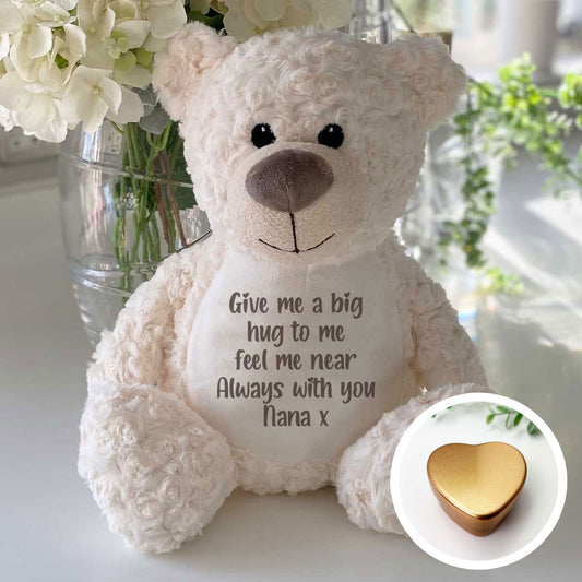 Personalised Ashes Keepsake Memory Bear - Cream