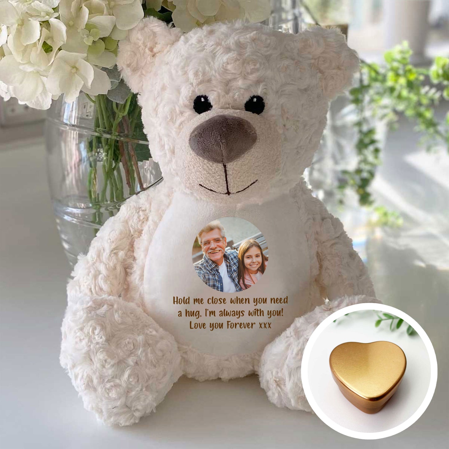 Personalised Photo Ashes Keepsake Memory Bear - Cream