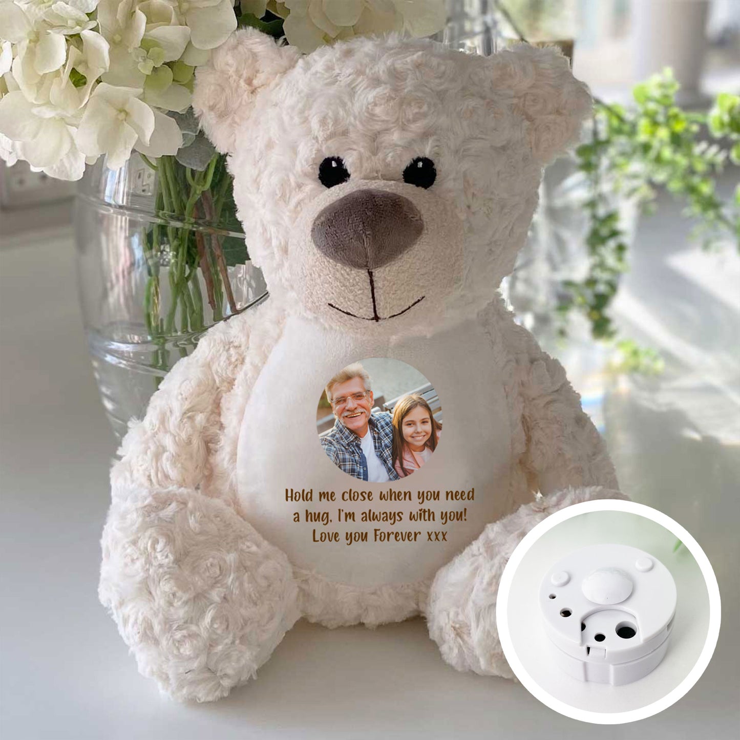 Personalised Photo Record-A-Voice Keepsake Memory Bear - Cream