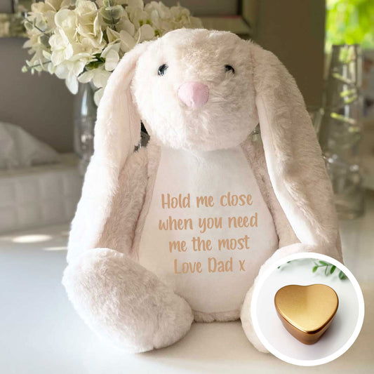 Personalised Ashes Keepsake Memory Bunny - Cream