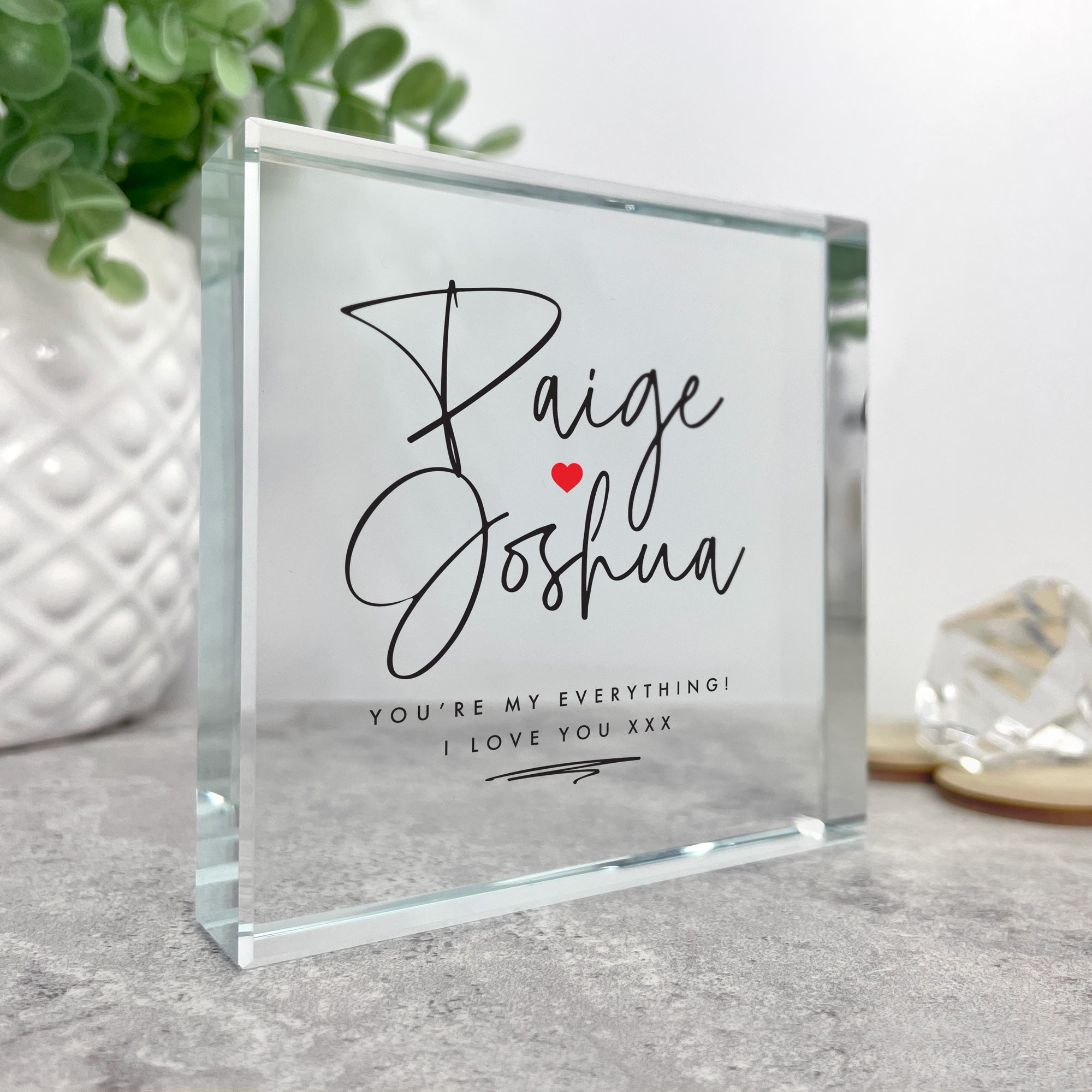 Personalised Couples Crystal Token – The Lovely Keepsake Company