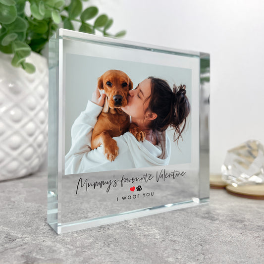 Personalised Pet Heart & Paw Photo Crystal Token