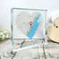 Personalised Heart Map Location Crystal Token