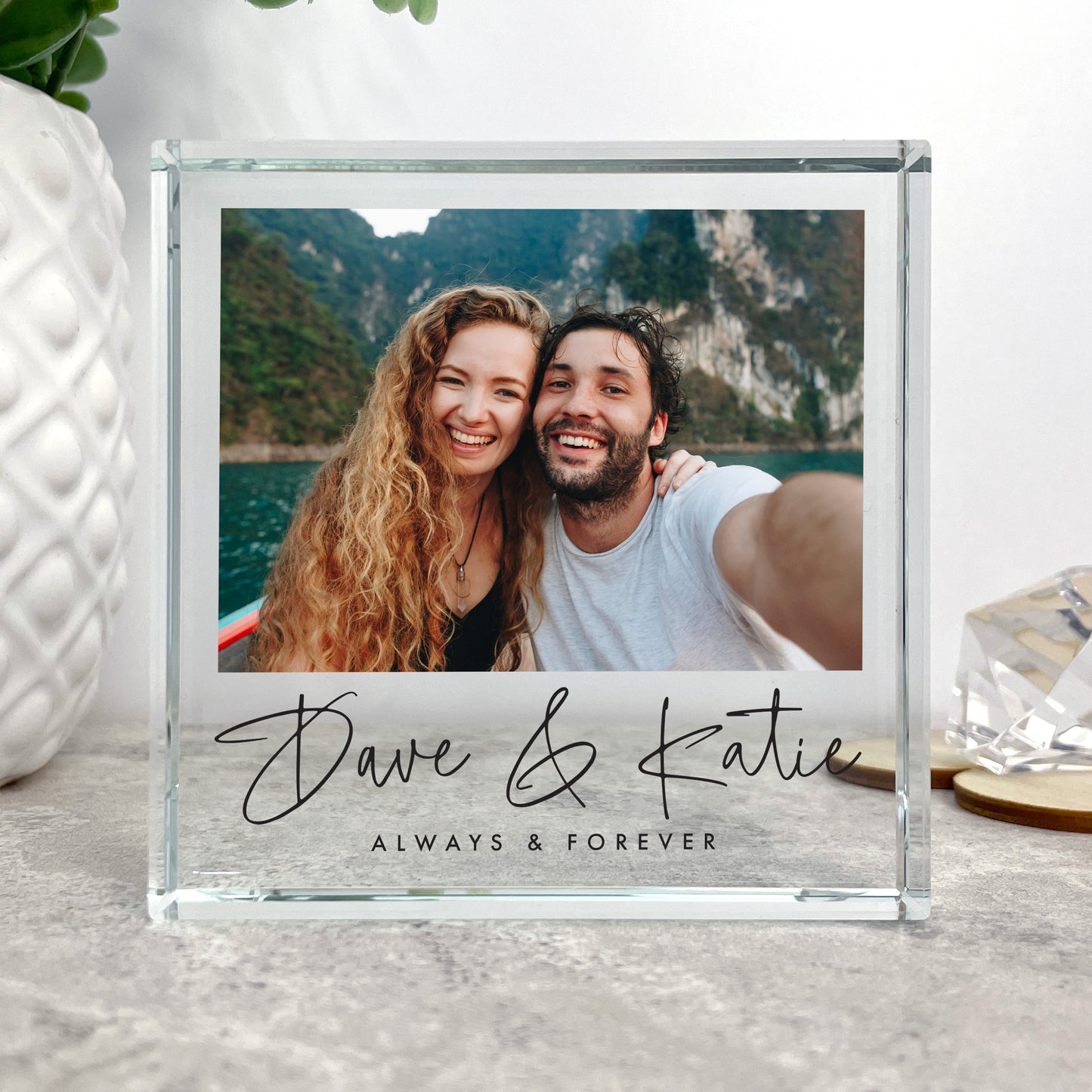 Personalised Couples Photo Crystal Token