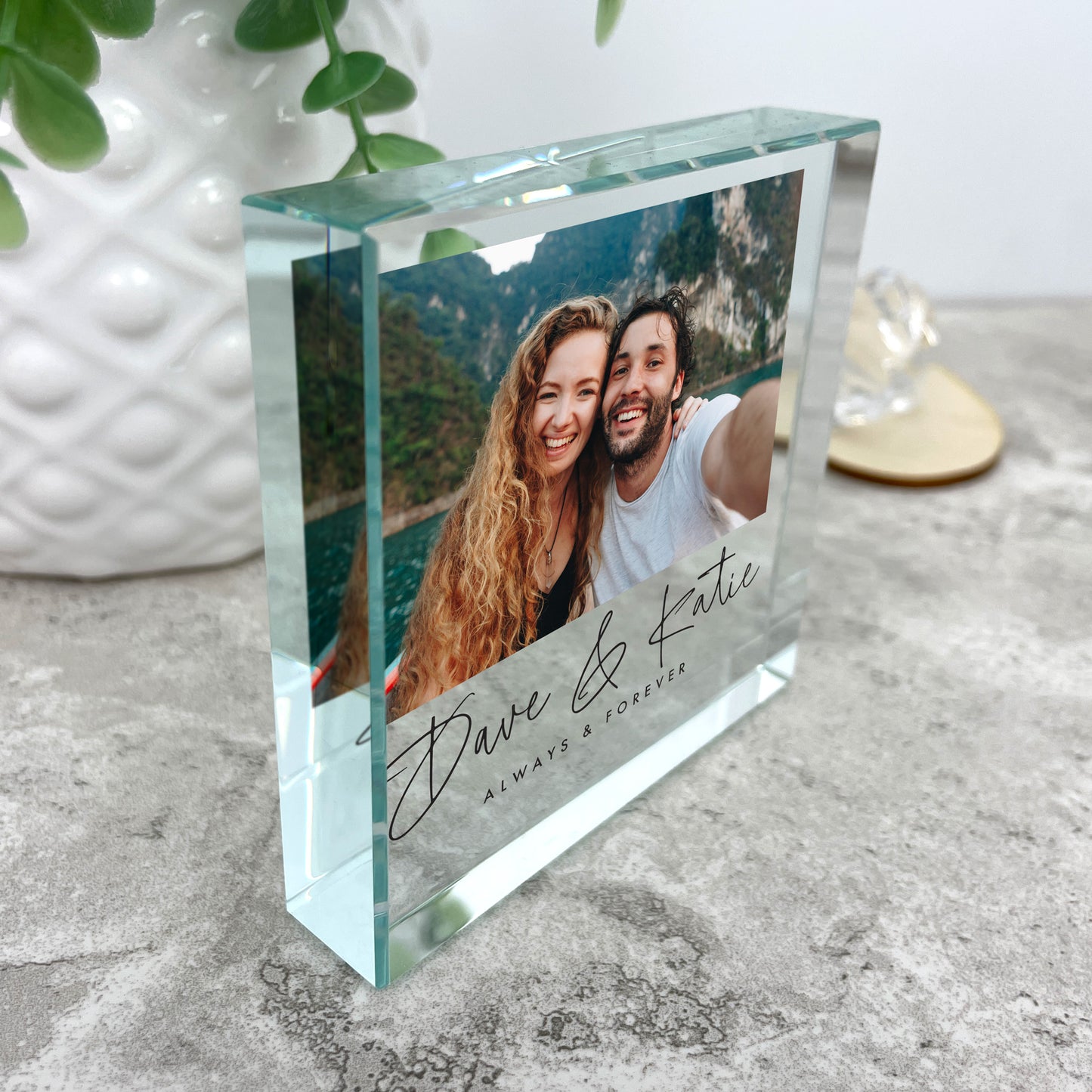 Personalised Couples Photo Crystal Token