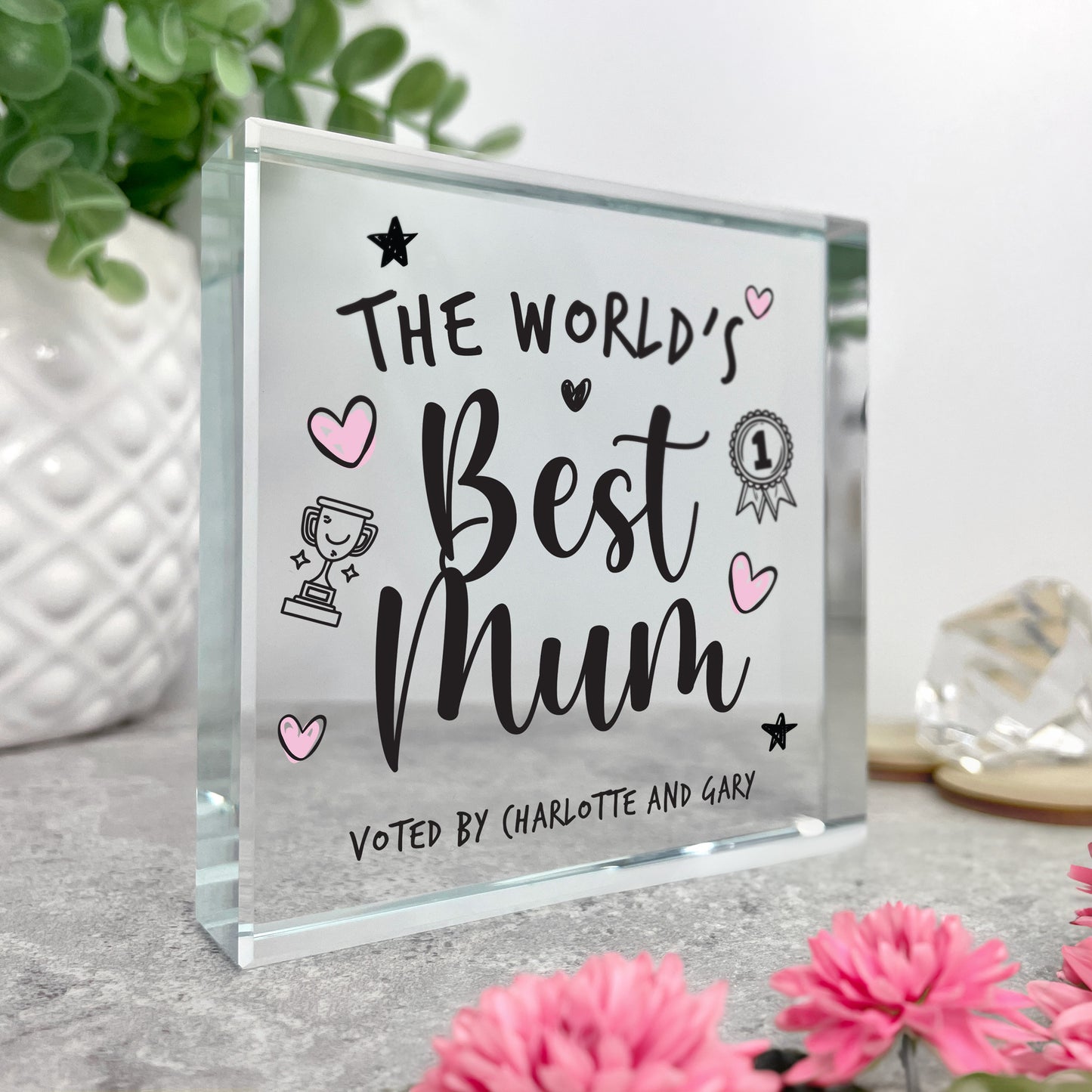 Personalised The World's Best Mum Crystal Token