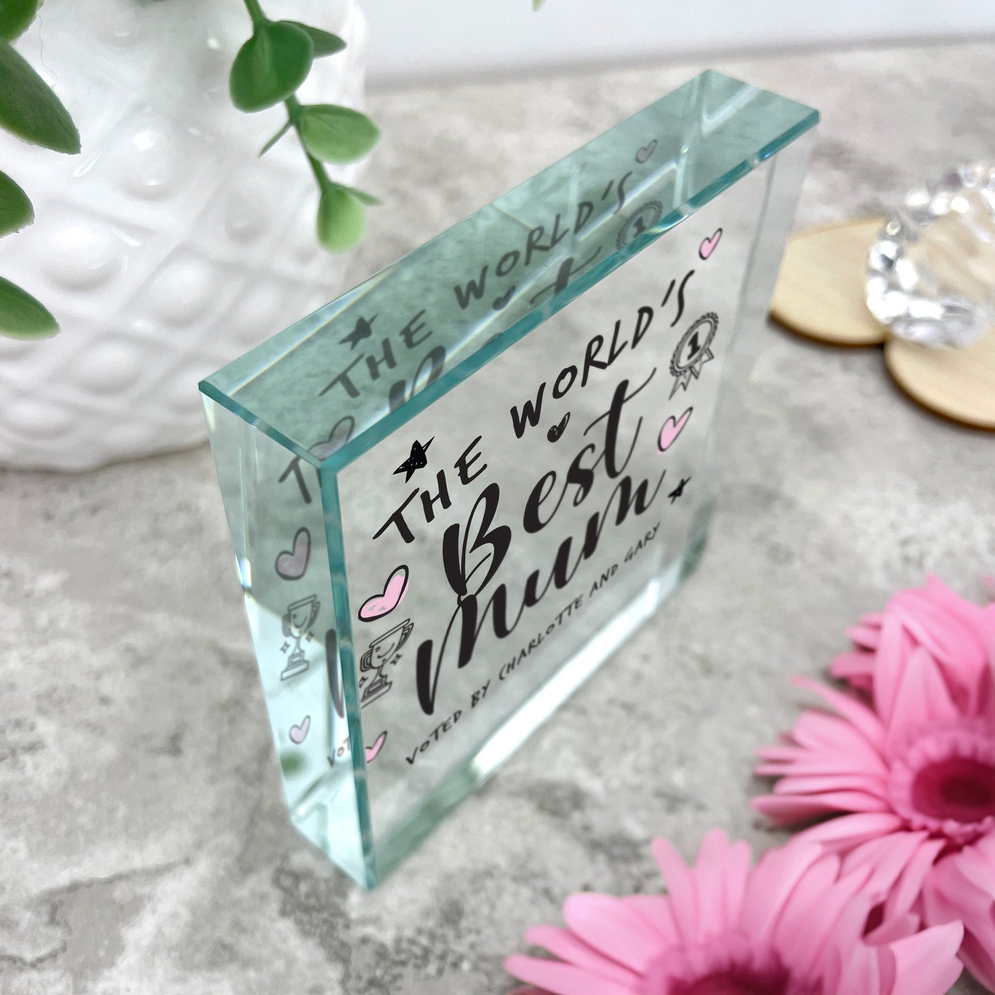 Personalised The World's Best Mum Crystal Token