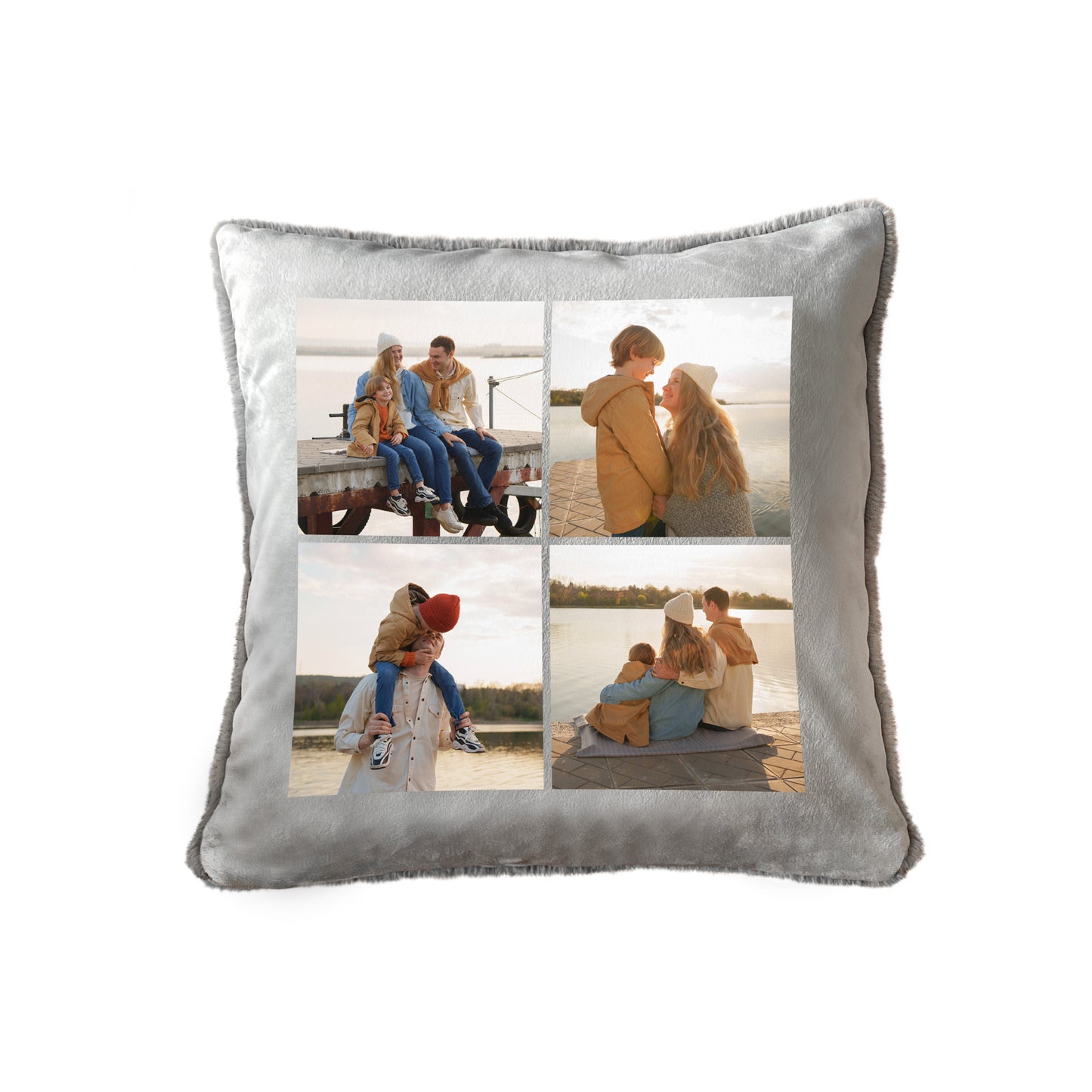 Photo Grid Faux Fur Cuddle Cushion