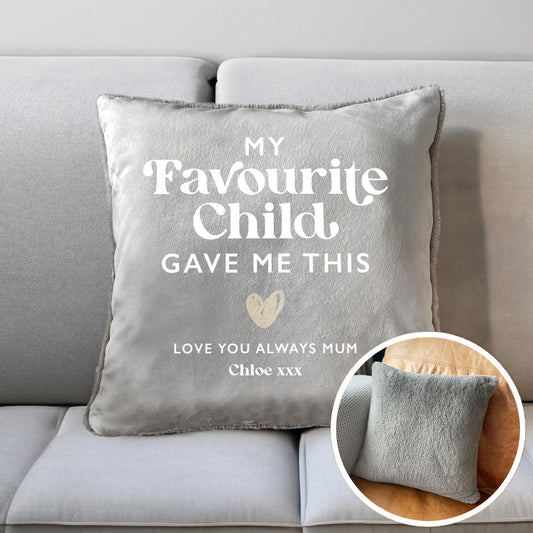 Personalised My Favourite Child Gave Me This Faux Fur Cuddle Cushion