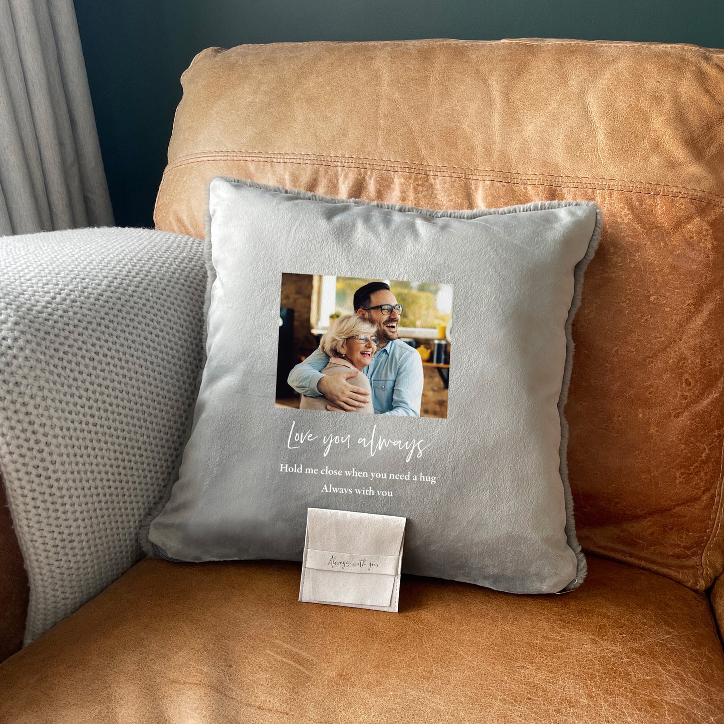 Personalised One Photo Memorial Ashes Faux Fur Cuddle Cushion