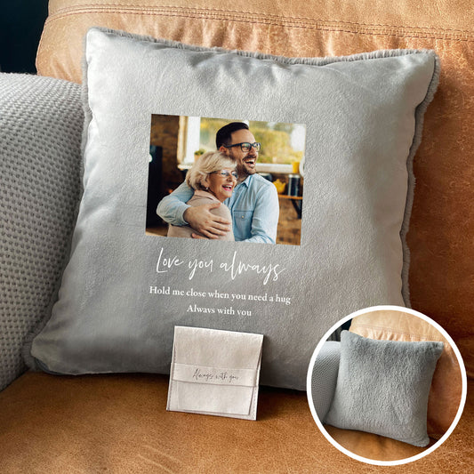 Personalised One Photo Memorial Ashes Faux Fur Cuddle Cushion