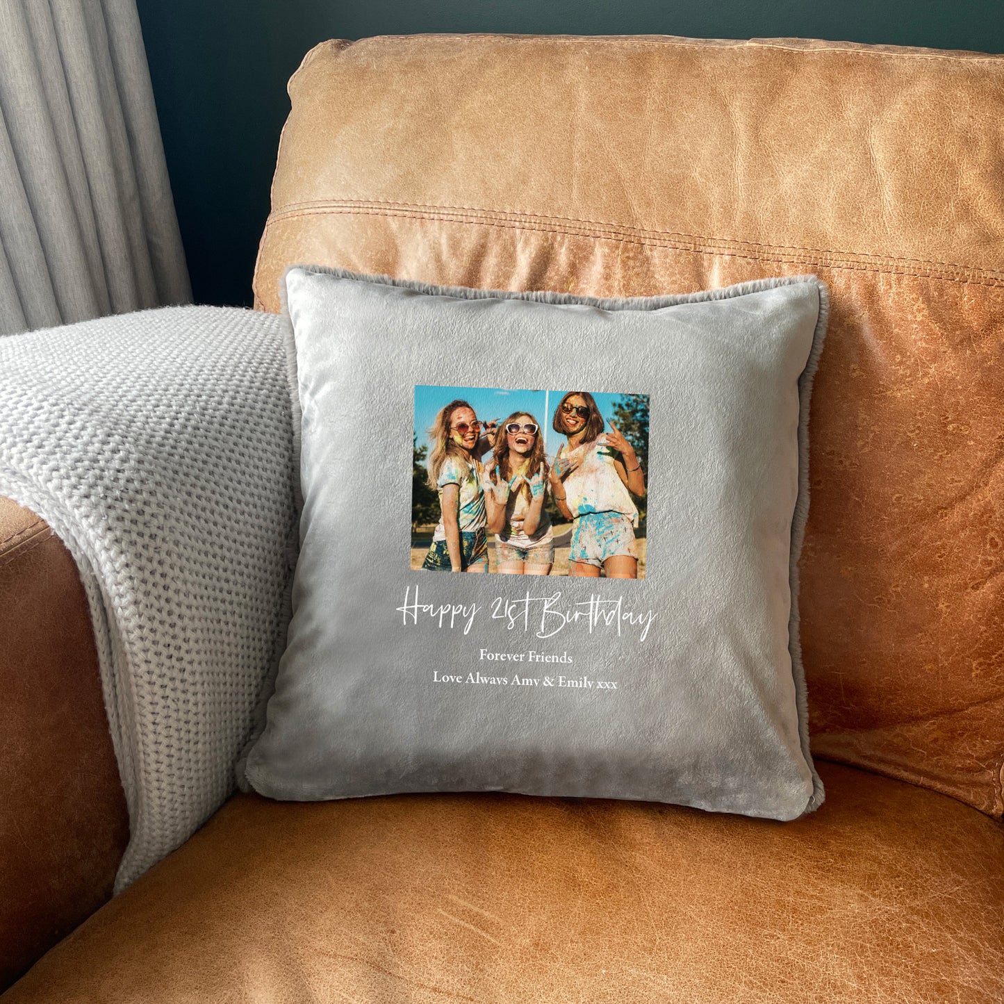 Personalised Any Message One Photo Faux Fur Cuddle Cushion