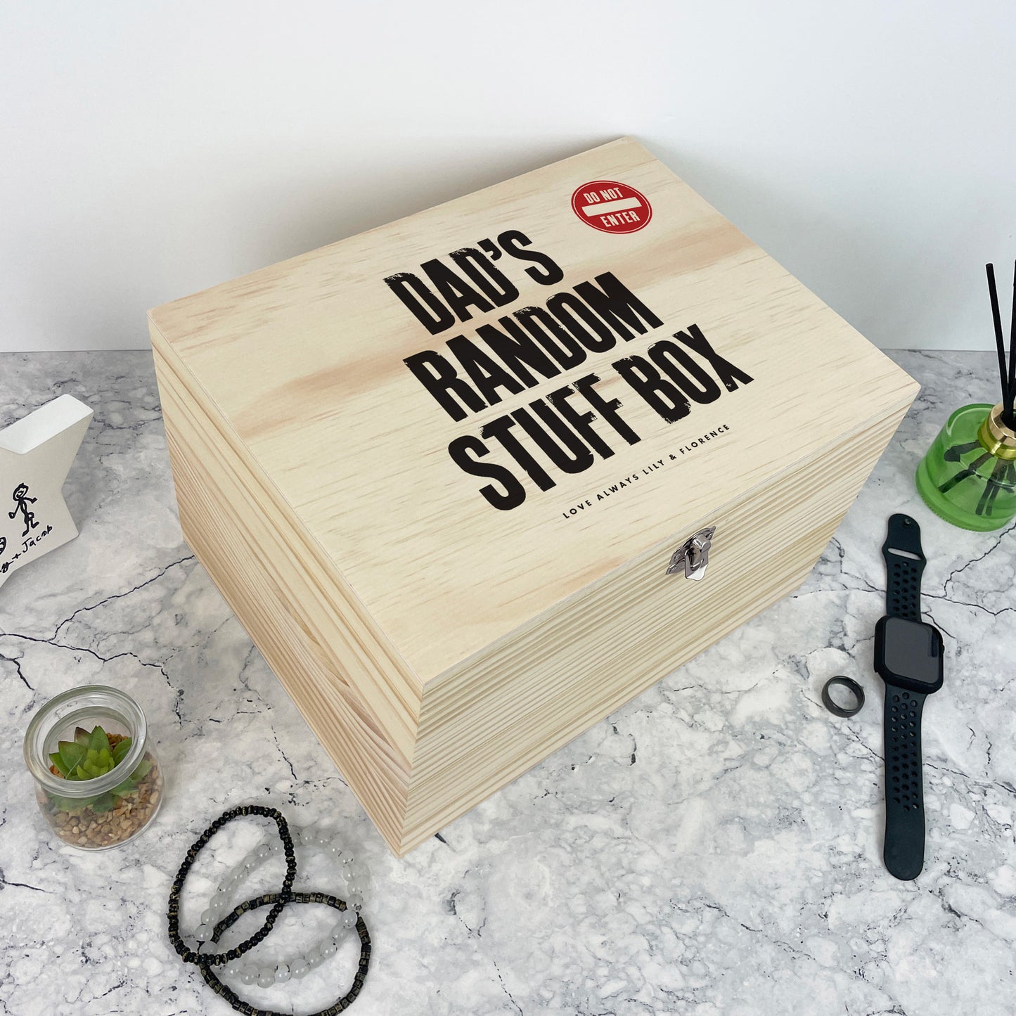 Personalised Random Stuff Box Pine Memory Box - 5 Sizes (16cm | 20cm | 26cm | 30cm | 36cm)