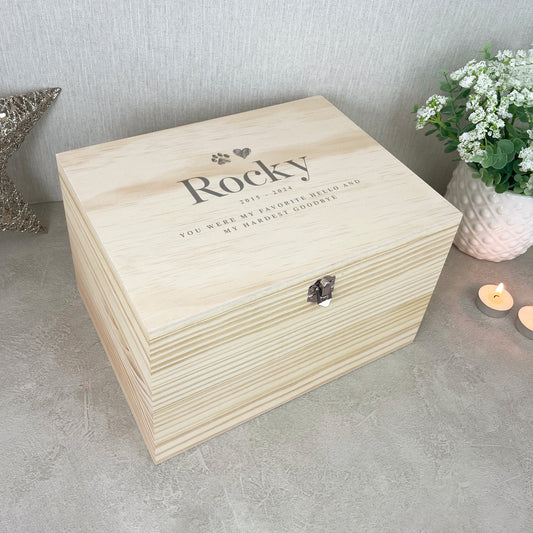 Personalised Sketch Pet Memorial Keepsake Box - 5 Sizes (16cm | 20cm | 26cm | 30cm | 36cm)