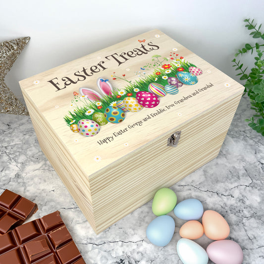 Personalised Colourful Easter Wooden Hamper Box - 5 Sizes (16cm | 20cm | 26cm | 30cm | 36cm)