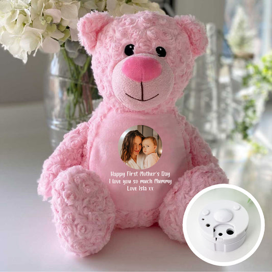 Personalised Photo Record-A-Voice Keepsake Memory Bear - Pink