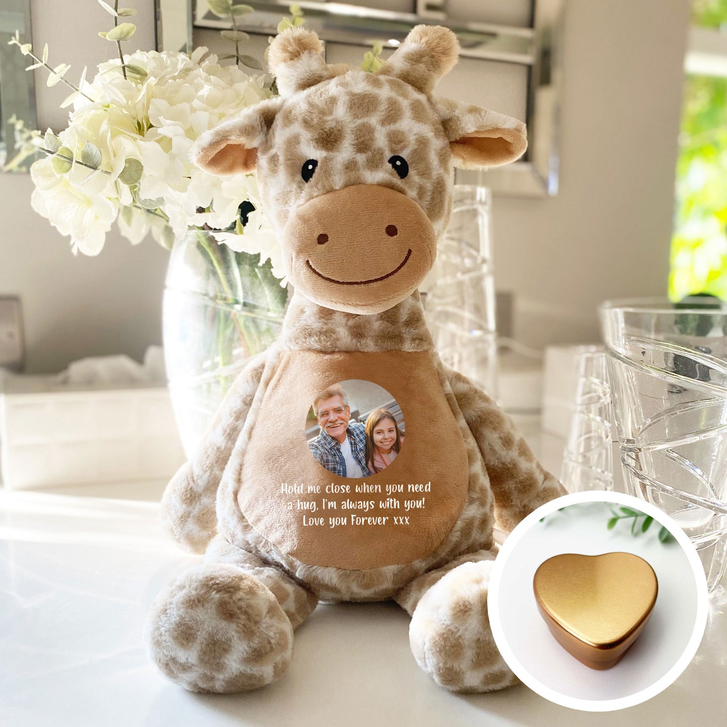 Personalised Photo Ashes Keepsake Memory Giraffe