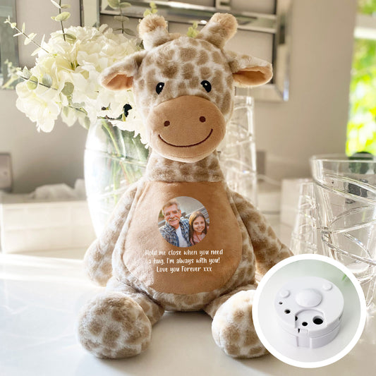 Personalised Photo Record-A-Voice Keepsake Memory Giraffe